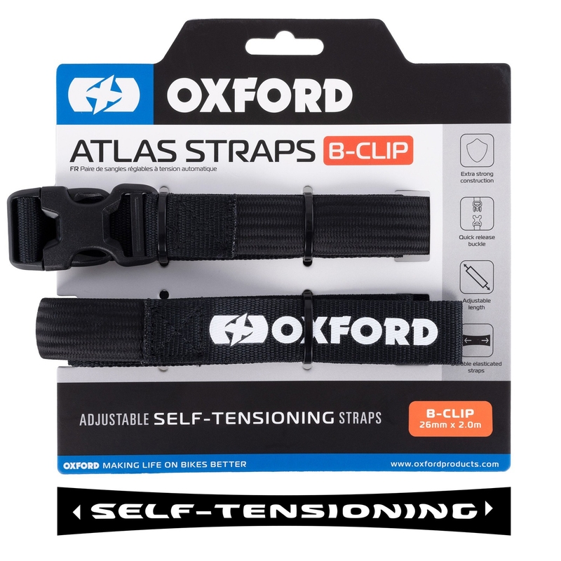 Cinghie per bagagli Oxford Atlas B-Clip 2 pezzi nero 26 mm x 2 m