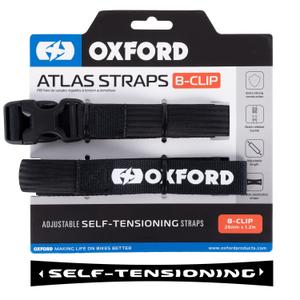 Oxford Atlas B-Clip cinghie per bagagli 2 pezzi nero 26 mm x 1,2 m
