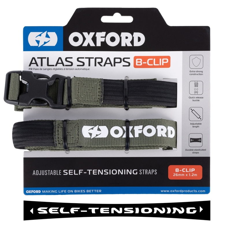 Cinghie per bagagli Oxford Atlas B-Clip 2 pezzi verde 26 mm x 1,2 m