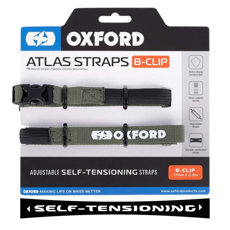 Cinghie per bagagli Oxford Atlas B-Clip 2 pezzi verde 17 mm x 2 m