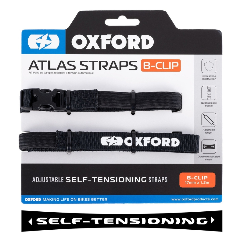 Oxford Atlas B-Clip cinghie per bagagli 2 pezzi nero 17 mm x 1,2 m