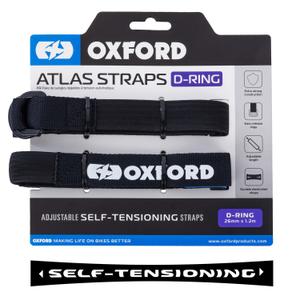 Cinghie per bagagli Oxford Atlas D-Ring 2 pezzi nero 26 mm x 1,2 m