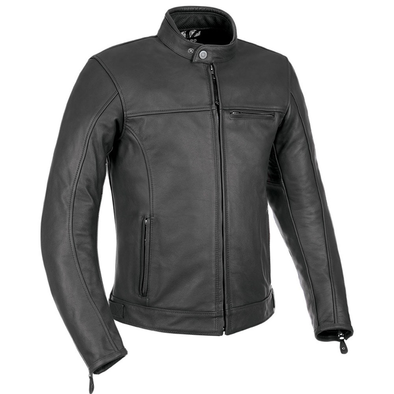 Giacca da moto in pelle nera Oxford Walton