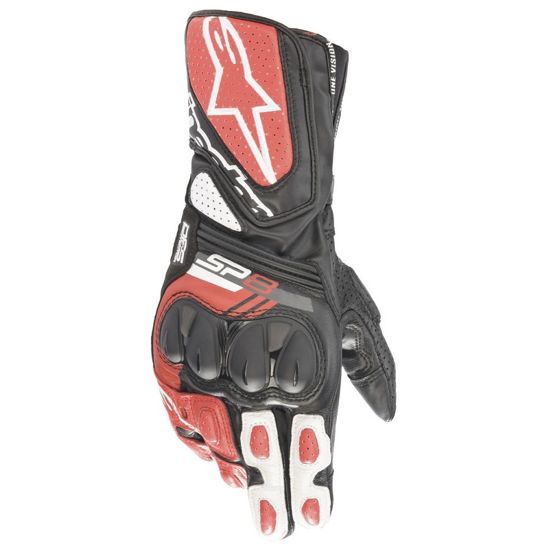 Guanti da moto Alpinestars SP-8 nero-bianco-rosso