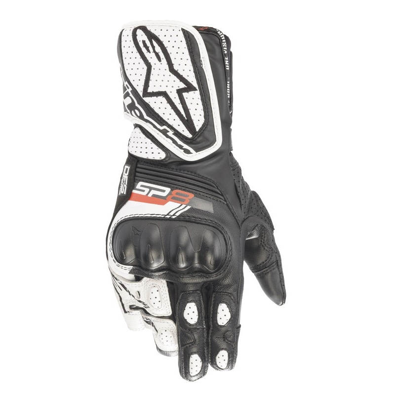 Guanti da moto Alpinestars SP-8 da donna, bianchi e neri