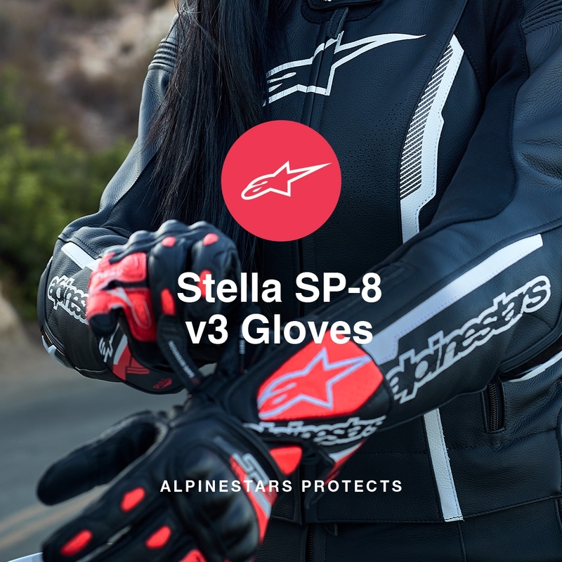 Guanti da moto Alpinestars SP-8 da donna neri, bianchi e rosa