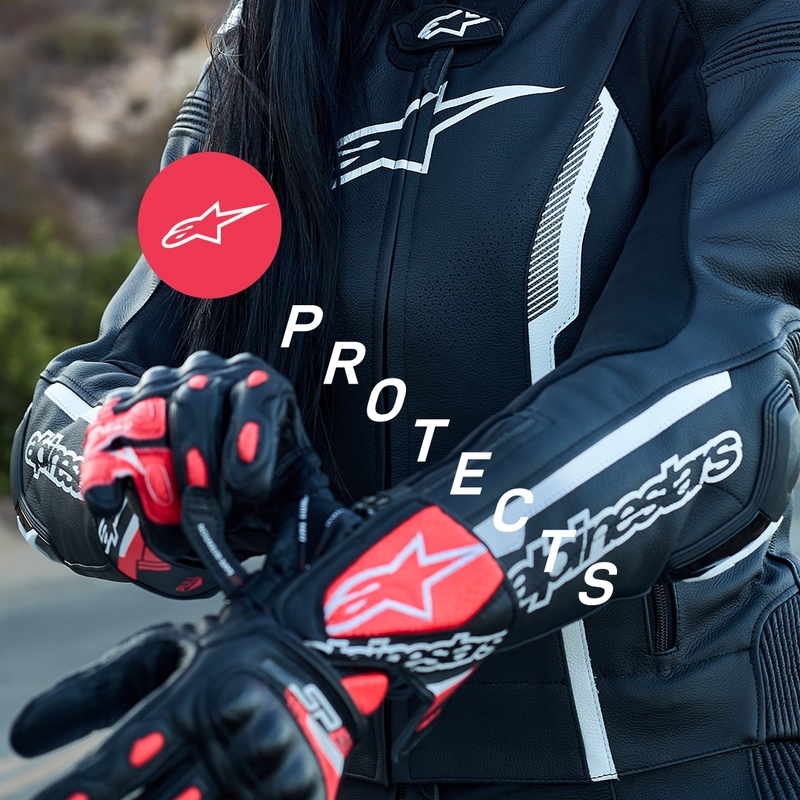 Guanti da moto Alpinestars SP-8 da donna neri, bianchi e rosa