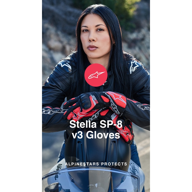 Guanti da moto Alpinestars SP-8 da donna neri, bianchi e rosa