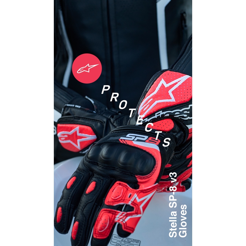 Guanti da moto Alpinestars SP-8 da donna neri, bianchi e rosa