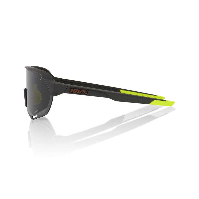 Occhiali da sole 100% - USA S2 nero-giallo fluo con vetro fumé