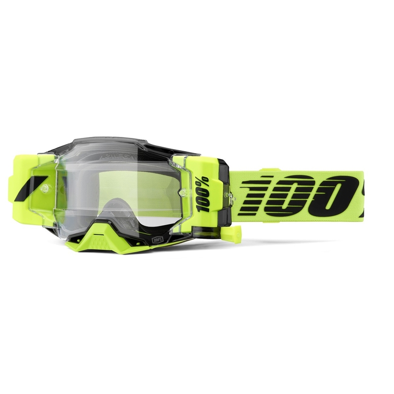 Occhiali da motocross 100% - USA Armega Forecast verde fluo (vetro trasparente)