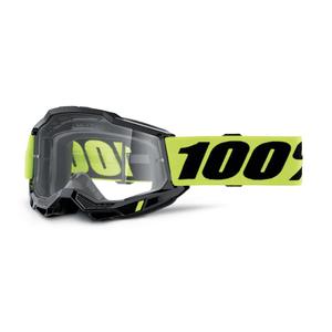 Occhiali da motocross 100% ACCURI 2 OTG nero-giallo fluo (plexi trasparente)