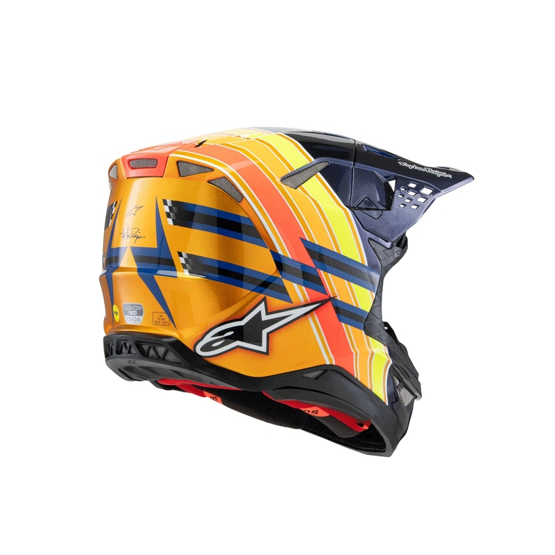 Alpinestars Supertech S-M10 casco da motocross TROY LEE DESIGNS blu perla-arancio fluo-giallo-rosso