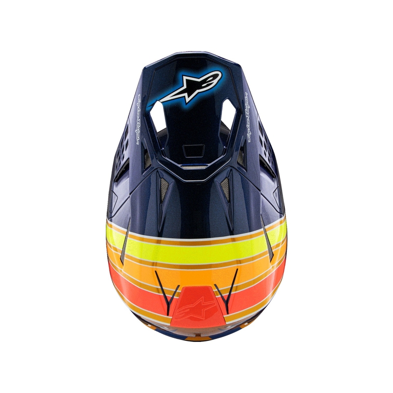 Alpinestars Supertech S-M10 casco da motocross TROY LEE DESIGNS blu perla-arancio fluo-giallo-rosso