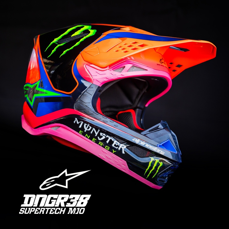 Casco motocross Alpinestars Supertech S-M10 HAIDEN DEEGAN edition arancione fluo-viola-rosa-verde