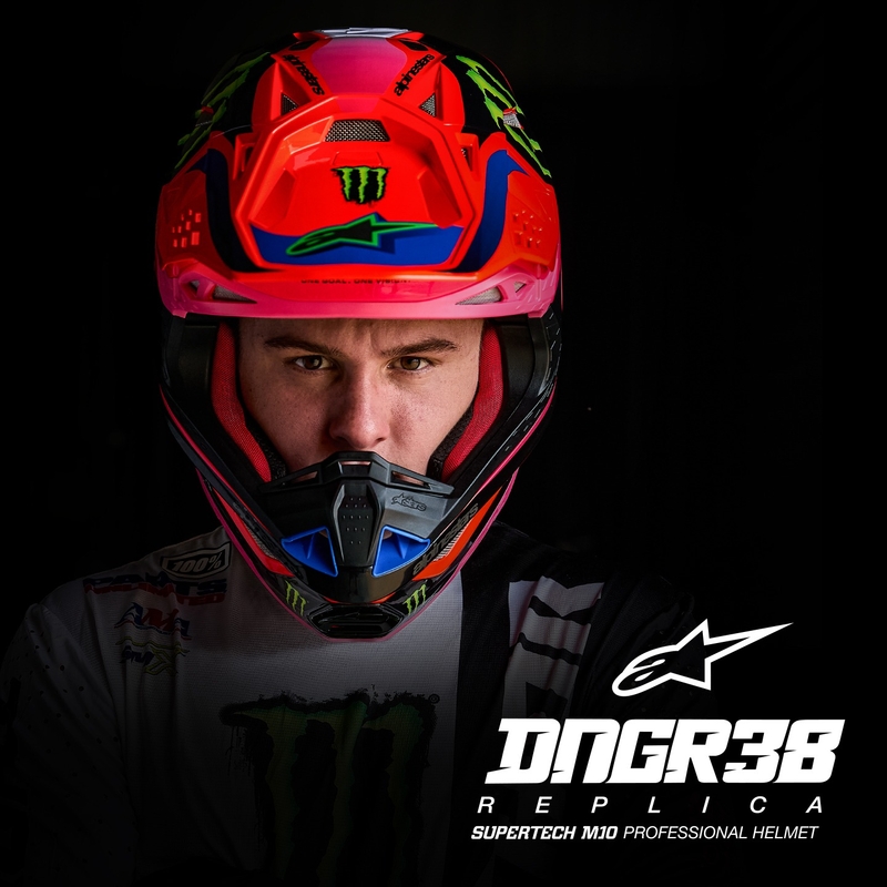 Casco motocross Alpinestars Supertech S-M10 HAIDEN DEEGAN edition arancione fluo-viola-rosa-verde