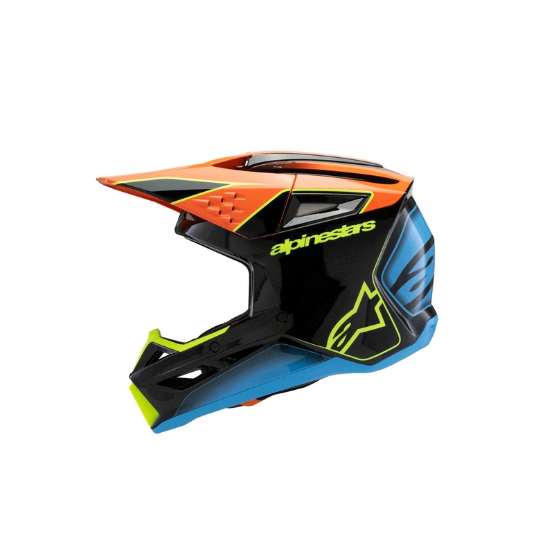 Casco da motocross per bambini Alpinestars S-M3 FRAY nero-arancione fluo-giallo fluo-turchese