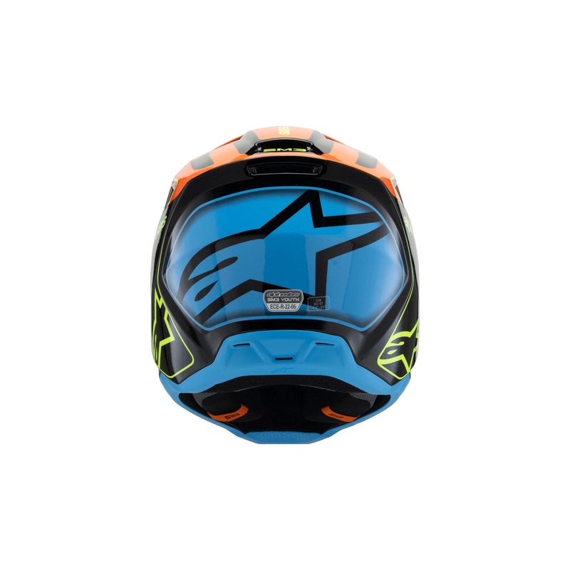Casco da motocross per bambini Alpinestars S-M3 FRAY nero-arancione fluo-giallo fluo-turchese