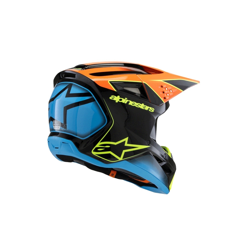 Casco da motocross per bambini Alpinestars S-M3 FRAY nero-arancione fluo-giallo fluo-turchese