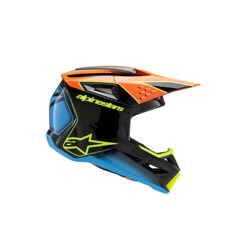 Casco da motocross per bambini Alpinestars S-M3 FRAY nero-arancione fluo-giallo fluo-turchese