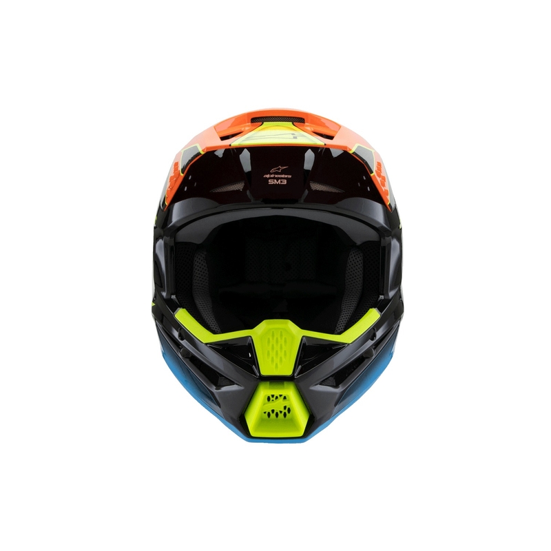Casco da motocross per bambini Alpinestars S-M3 FRAY nero-arancione fluo-giallo fluo-turchese