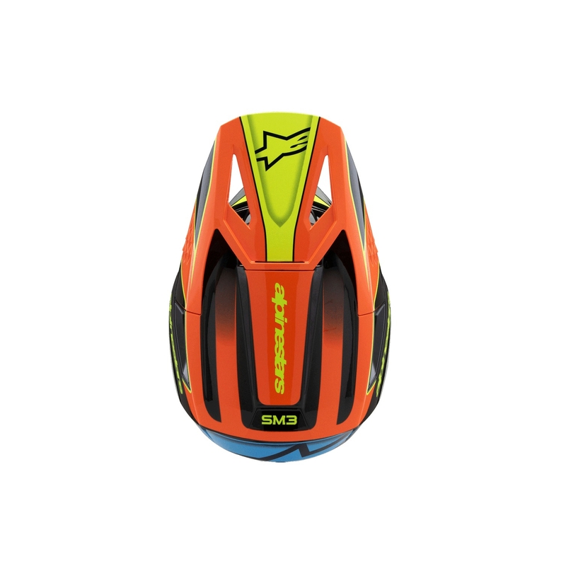 Casco da motocross per bambini Alpinestars S-M3 FRAY nero-arancione fluo-giallo fluo-turchese