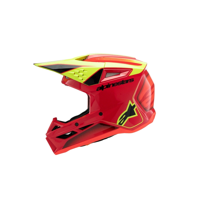 Casco da motocross per bambini Alpinestars S-M3 FRAY rosso-giallo fluo-nero