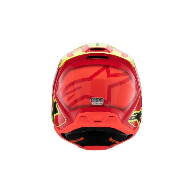 Casco da motocross per bambini Alpinestars S-M3 FRAY rosso-giallo fluo-nero