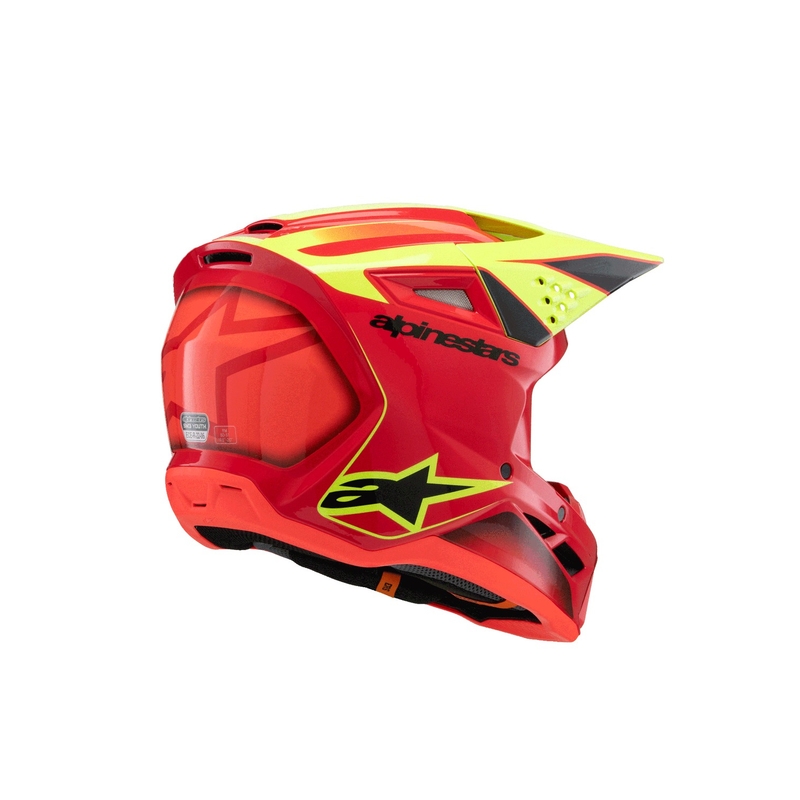 Casco da motocross per bambini Alpinestars S-M3 FRAY rosso-giallo fluo-nero
