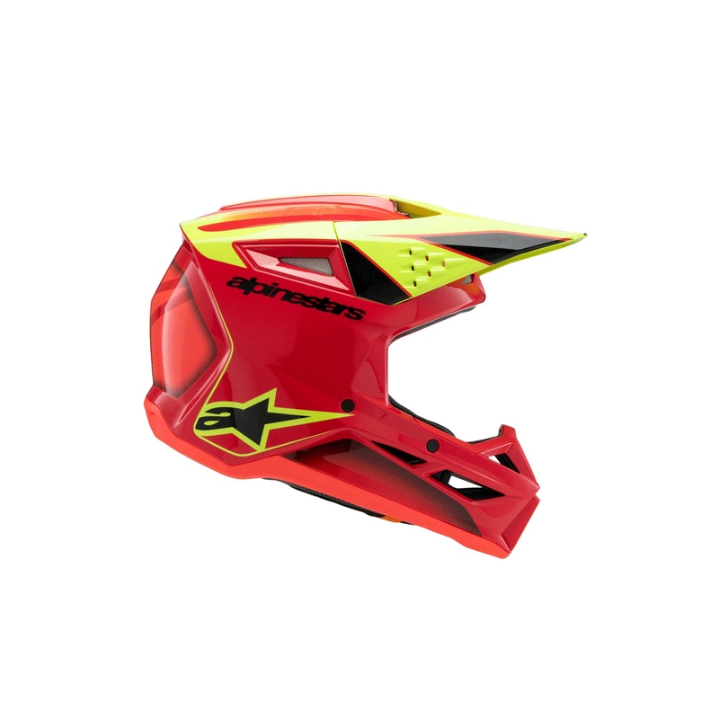 Casco da motocross per bambini Alpinestars S-M3 FRAY rosso-giallo fluo-nero