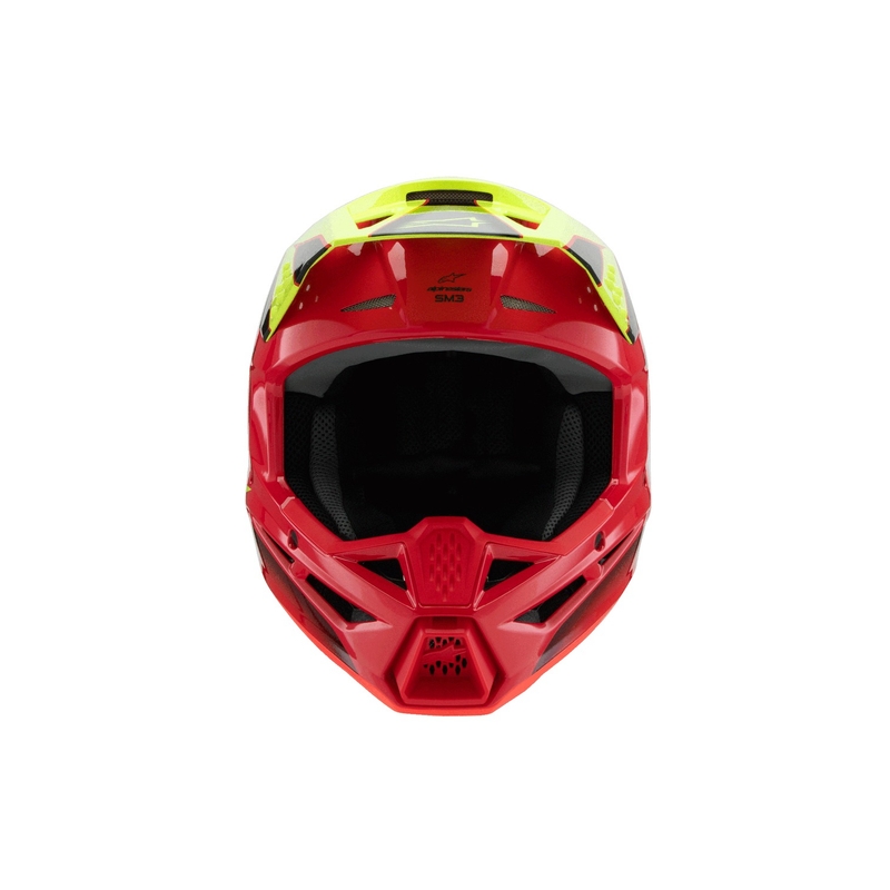 Casco da motocross per bambini Alpinestars S-M3 FRAY rosso-giallo fluo-nero