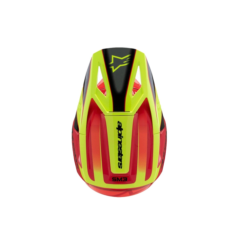 Casco da motocross per bambini Alpinestars S-M3 FRAY rosso-giallo fluo-nero
