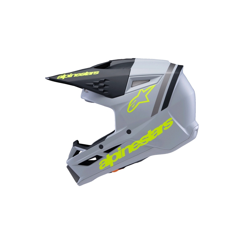 Casco da motocross per bambini Alpinestars S-M3 RADIUM grigio opaco-giallo fluo-nero