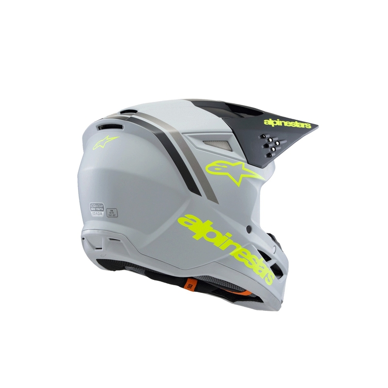 Casco da motocross per bambini Alpinestars S-M3 RADIUM grigio opaco-giallo fluo-nero