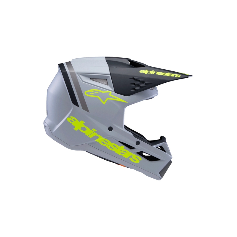 Casco da motocross per bambini Alpinestars S-M3 RADIUM grigio opaco-giallo fluo-nero