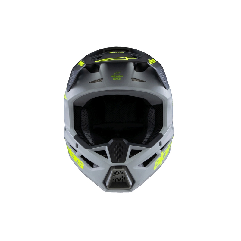 Casco da motocross per bambini Alpinestars S-M3 RADIUM grigio opaco-giallo fluo-nero