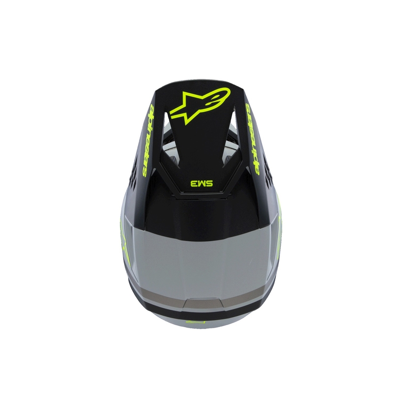 Casco da motocross per bambini Alpinestars S-M3 RADIUM grigio opaco-giallo fluo-nero