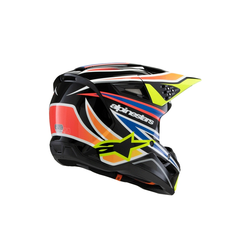 Casco da motocross per bambini Alpinestars S-M3 WURX nero-giallo fluo-blu-rosso