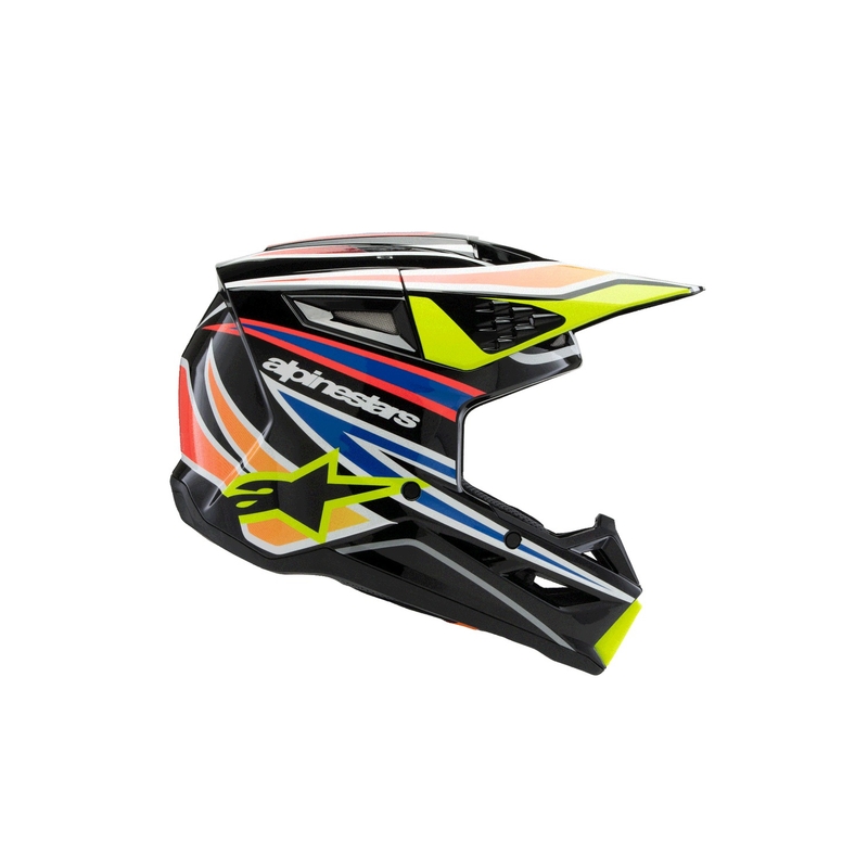 Casco da motocross per bambini Alpinestars S-M3 WURX nero-giallo fluo-blu-rosso