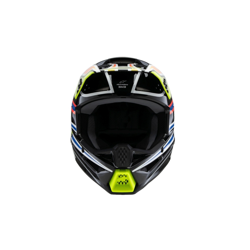 Casco da motocross per bambini Alpinestars S-M3 WURX nero-giallo fluo-blu-rosso