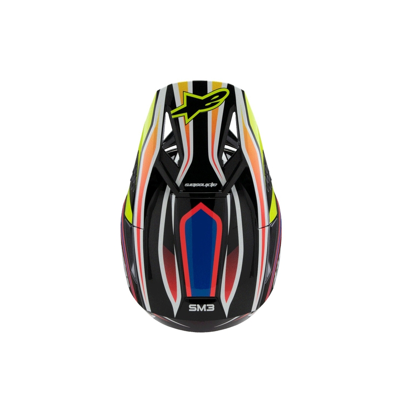 Casco da motocross per bambini Alpinestars S-M3 WURX nero-giallo fluo-blu-rosso