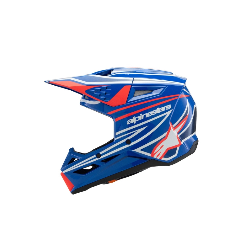 Casco da motocross per bambini Alpinestars S-M3 WURX blu-rosso-bianco-nero