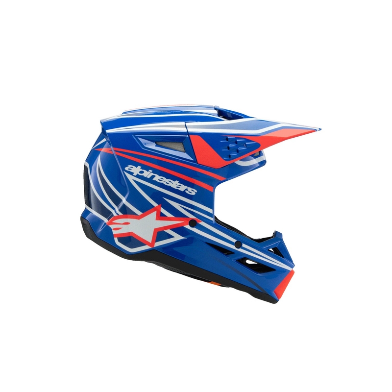 Casco da motocross per bambini Alpinestars S-M3 WURX blu-rosso-bianco-nero