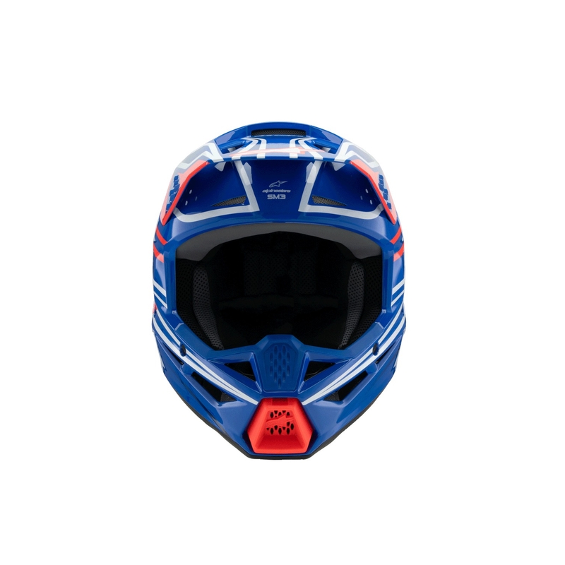 Casco da motocross per bambini Alpinestars S-M3 WURX blu-rosso-bianco-nero