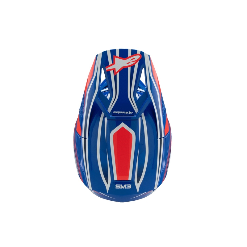 Casco da motocross per bambini Alpinestars S-M3 WURX blu-rosso-bianco-nero