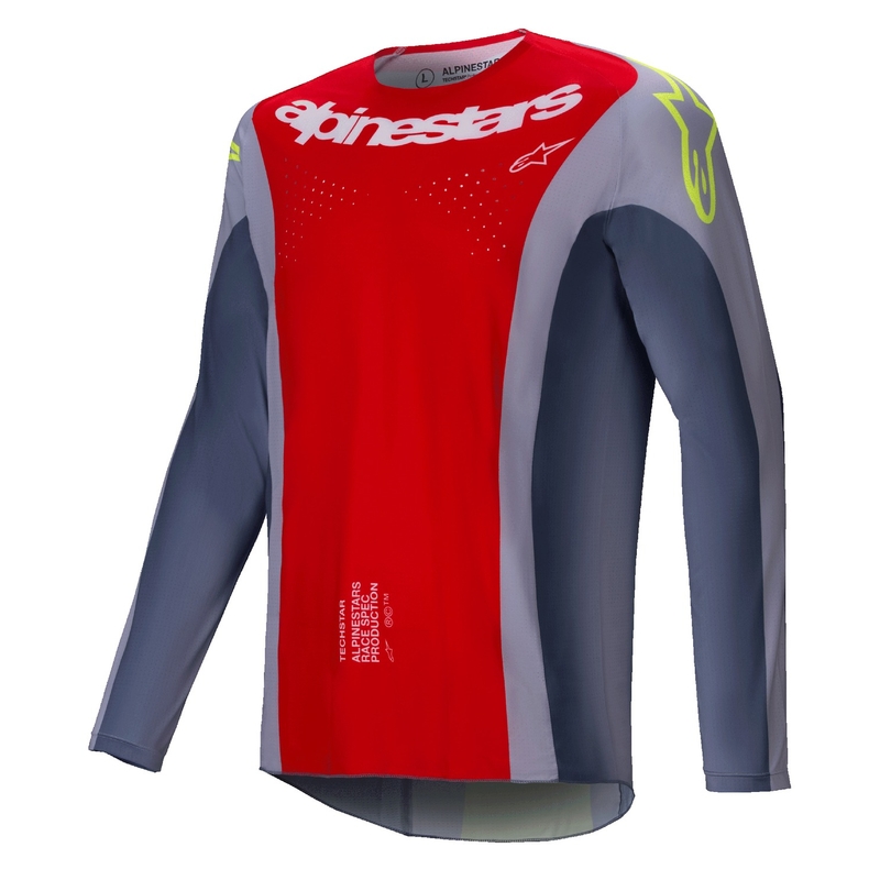 Alpinestars Techstar Melt maglia da motocross rosso-grigio
