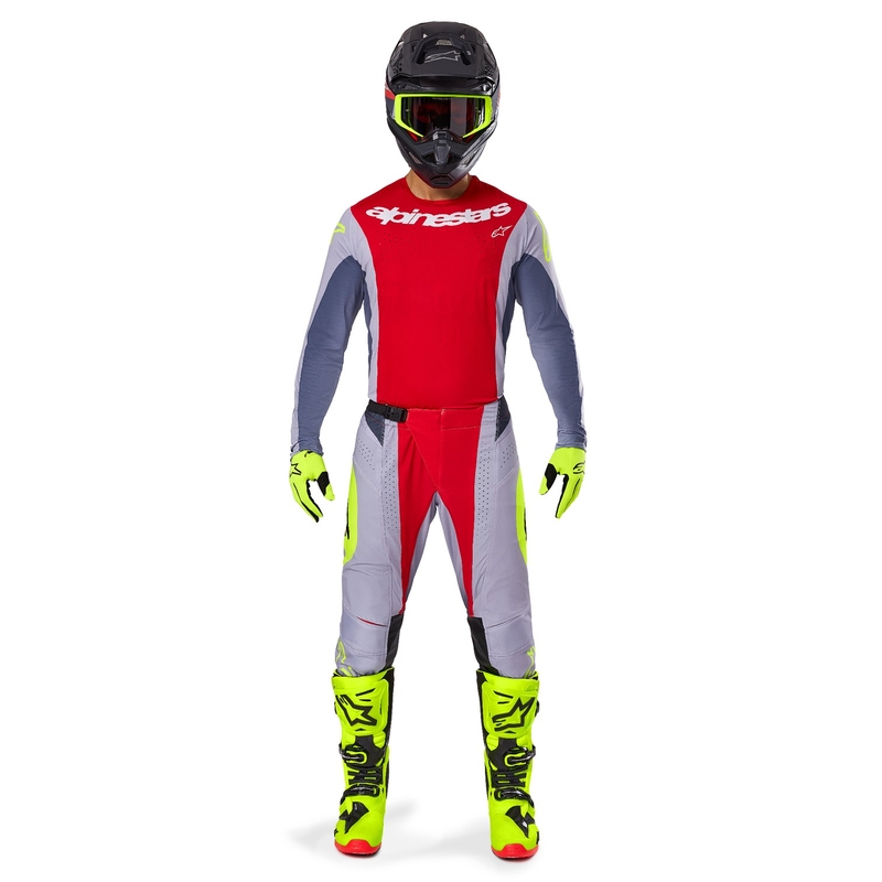 Alpinestars Techstar Melt maglia da motocross rosso-grigio