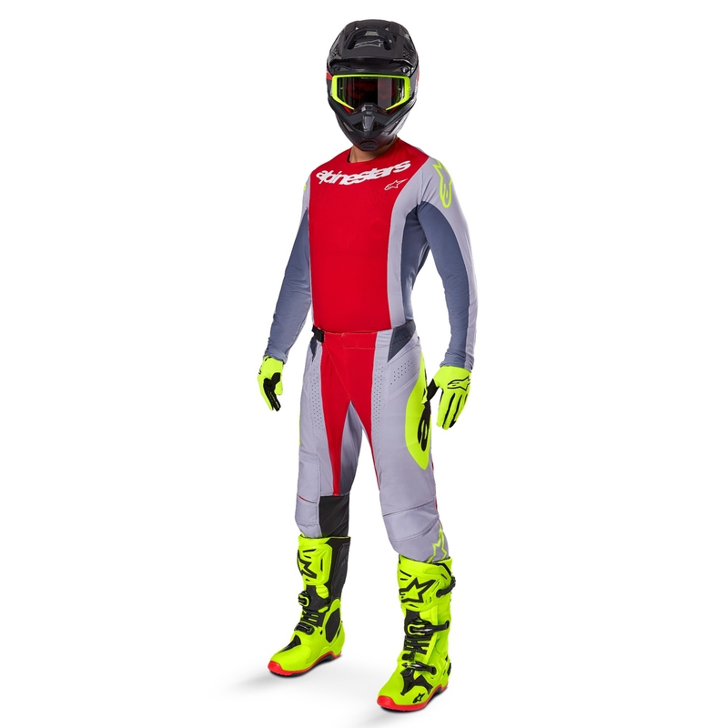Alpinestars Techstar Melt maglia da motocross rosso-grigio