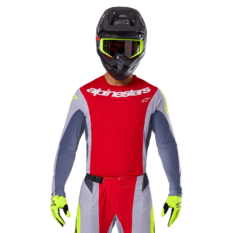 Alpinestars Techstar Melt maglia da motocross rosso-grigio