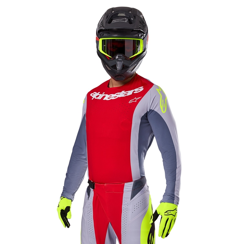 Alpinestars Techstar Melt maglia da motocross rosso-grigio